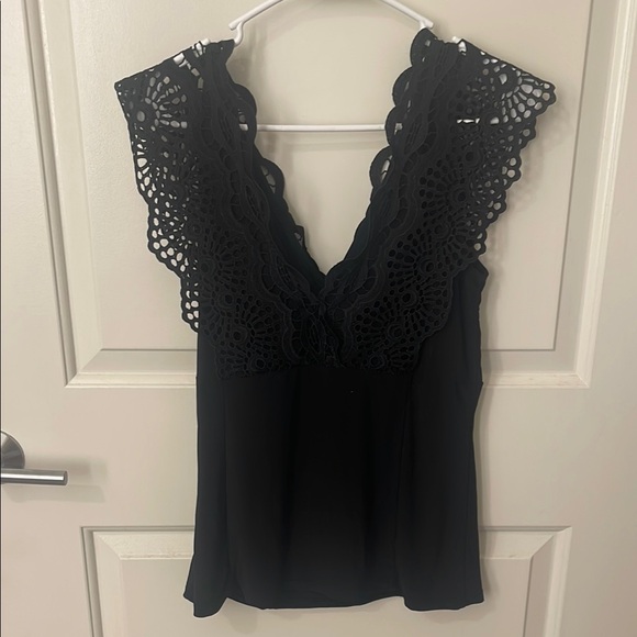 NWT! White House Black Market Black Crochet Detail Blouse - Picture 5 of 6